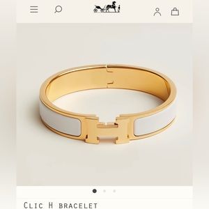 Hermes Clic White and Gold Bracelet